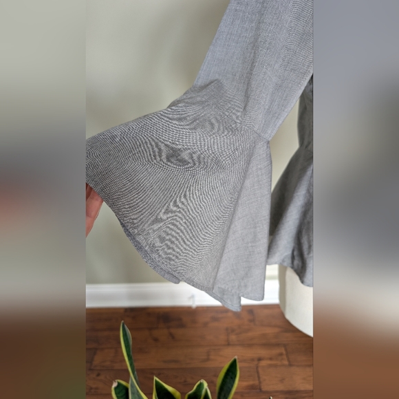 White House Black Market Women's Blouse Gray Peplum Cotton Top Size 6 - Picture 6 of 15